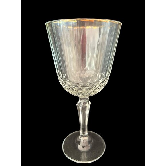 PAIR Pasabahce "Diony" Red Wine Goblets Stemmed Gold Rimmed 7.25"H x 3.5"D - Picture 2 of 12